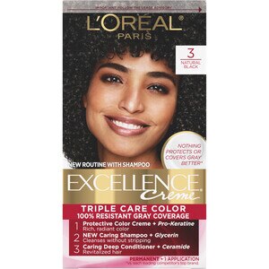 L'Oreal Paris Excellence Creme Permanent Triple Care Hair Color, 3 Natural Black , CVS