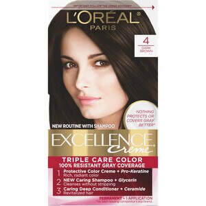 L'Oreal Paris Excellence Creme Permanent Triple Care Hair Color, 4 Dark Brown , CVS