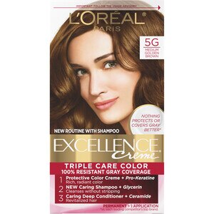 L'Oreal Paris Excellence Creme Permanent Triple Care Hair Color, 5G Medium Golden Brown , CVS