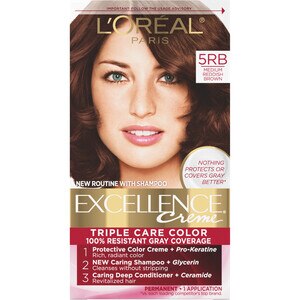 L'Oreal Paris Excellence Creme Permanent Triple Care Hair Color, 5RB Medium Red Brown , CVS