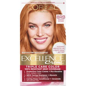 L'Oreal Paris Excellence Creme Permanent Triple Care Hair Color, 8RB Reddish Blonde , CVS