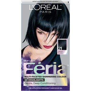 L'Oreal Paris Feria Multi-Faceted Shimmering Permanent Hair Color, 21 Bright Black , CVS