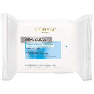 L'Oreal Paris Ideal Clean Makeup Removing Facial Towelettes, 25CT