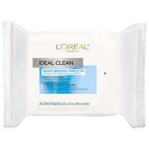 L'Oreal Paris Ideal Clean - Toallitas desmaquilladoras para el rostro, 25 u.