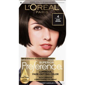 L'Oreal Paris Superior Preference Fade-Defying Shine Permanent Hair Color, 4 Dark Brown , CVS
