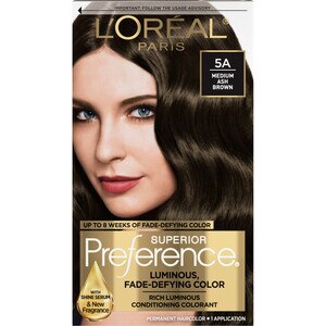 L'Oreal Paris Superior Preference Fade-Defying Shine Permanent Hair Color, 5A Medium Ash Brown , CVS