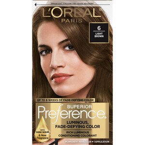 L'Oreal Paris Superior Preference Fade-Defying Shine Permanent Hair Color, 6 Light Brown , CVS