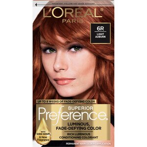 L'Oreal Paris Superior Preference Fade-Defying Shine Permanent Hair Color, 6R Light Auburn , CVS