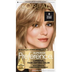 L'Oreal Paris Superior Preference Fade-Defying Shine Permanent Hair Color, 8 Medium Blonde , CVS