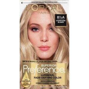 L'Oreal Paris Superior Preference Fade-Defying Shine Permanent Hair Color, 81/2A Champagne Blonde , CVS
