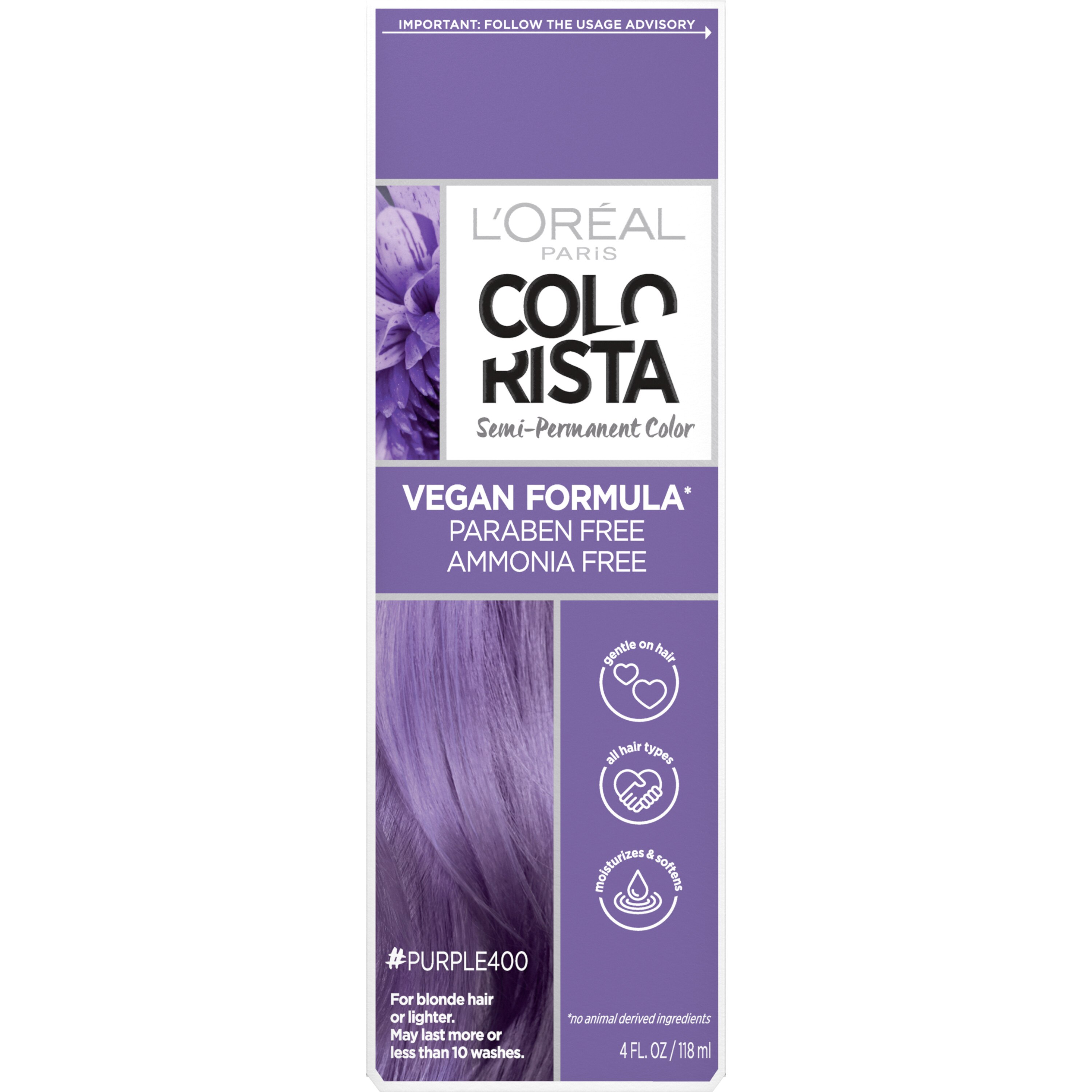 L'Oreal Paris Colorista Semi-Permanent Hair Color, 400 Purple , CVS