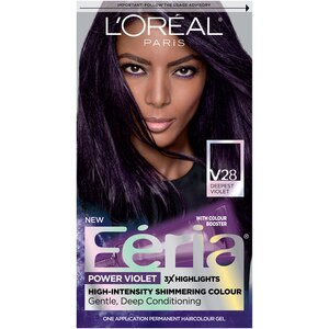 L'Oreal Paris Feria Multi-Faceted Shimmering Permanent Hair Color, V28 Midnight Violet , CVS
