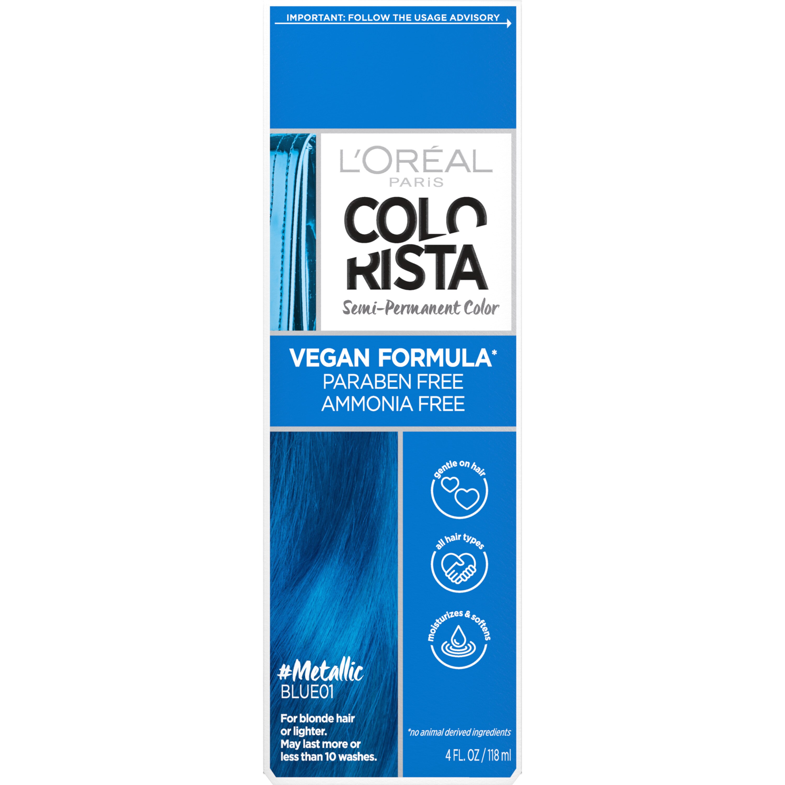 L'Oreal Paris Colorista Semi-Permanent Hair Color, Metallic Blue - 1 , CVS