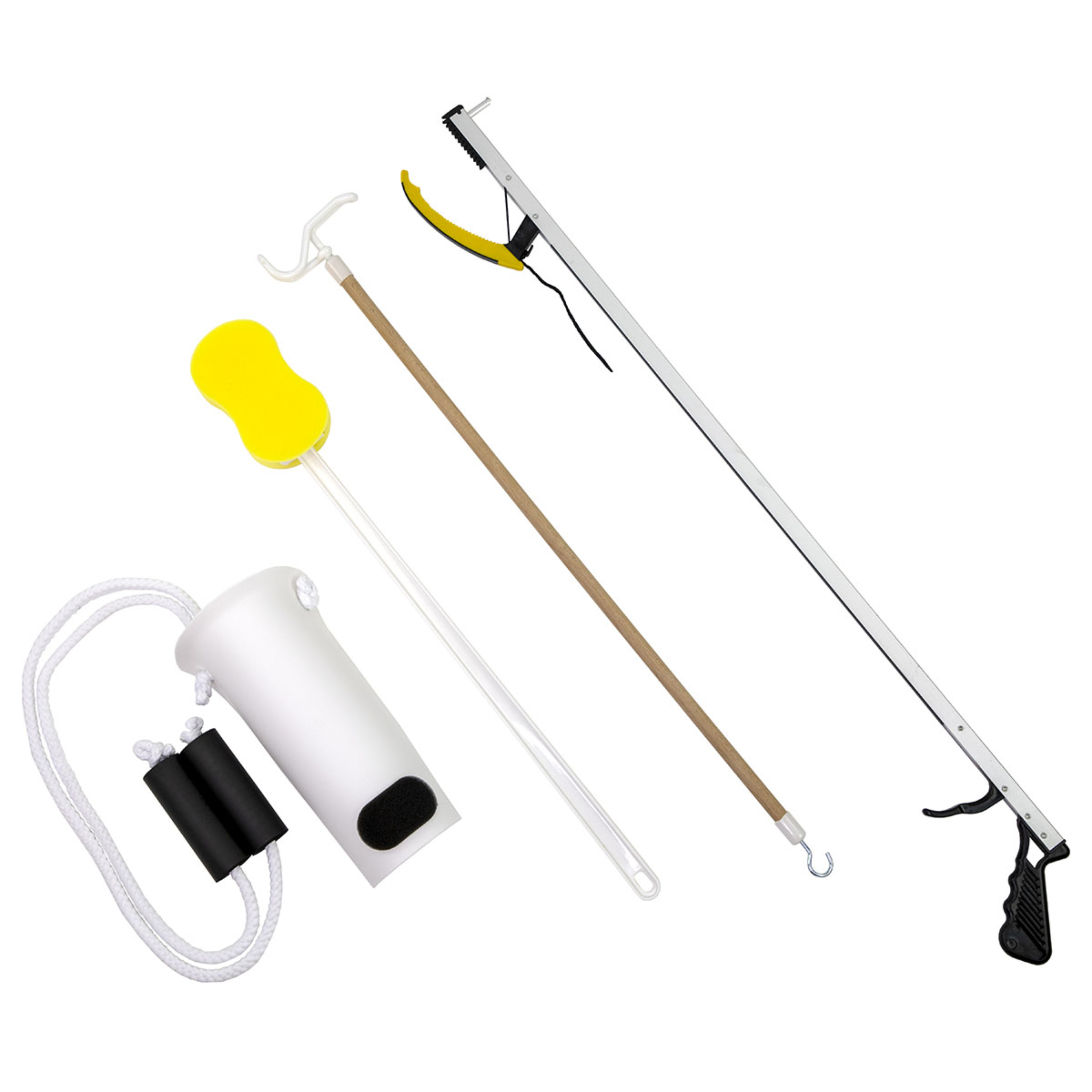 FabLife Hip Kit 8 with 32" Reacher, Contoured Sponge, Formed Sock Aid, 24" Dressing Stick