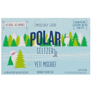 Polar Seltzer Jr Yeti Mischief Sparkling Water, 7.5 Oz Cans, 6 Pack , CVS