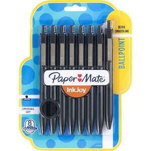 PAPER MATE Inkjoy Comfortable Grip Ballpoint Pen Black 1mm Pack of 8 *NEW* 