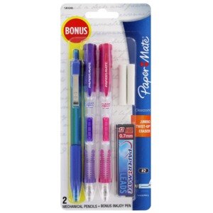 Paper Mate Clearpoint #2 Mechanical Pencils, 0.7mm, 2-Pack, with Bonus InkJoy 300RT Blue Ballpoint Pen