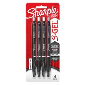 Sharpie S-Gel Pens, Medium Point (0.7mm), Black Ink Gel Pen, 4 CT