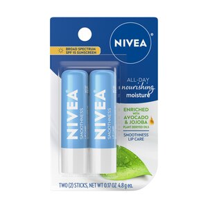 NIVEA Smoothness Lip Care SPF 15, 2 Sticks