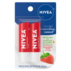 NIVEA Strawberry Lip Stick, 2 Sticks