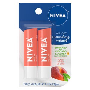 NIVEA Peach Lip Care, 2 Sticks