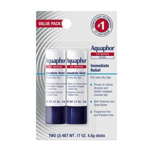 Aquaphor Lip Repair Stick - Bálsamo labial en barra para suavizar labios resecos y agrietados, 2 u.
