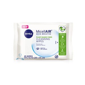 NIVEA MicellAIR Skin Breathe Plant-Based Fiber Cleansing Wipes, 25CT 