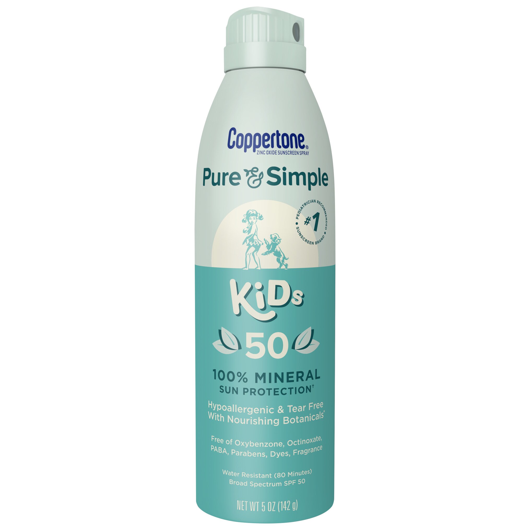 Coppertone Pure & Simple Kids Mineral Sunscreen Spray, SPF 50, 5 Oz , CVS