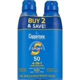 Coppertone Sport Sunscreen Spray, Broad Spectrum Water Resistant, Twin Pack, 11 OZ, thumbnail image 1 of 2