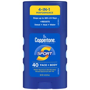 Coppertone Sport SPF 40 Sunscreen Stick for Face and Body, Travel Size, 1.5 OZ