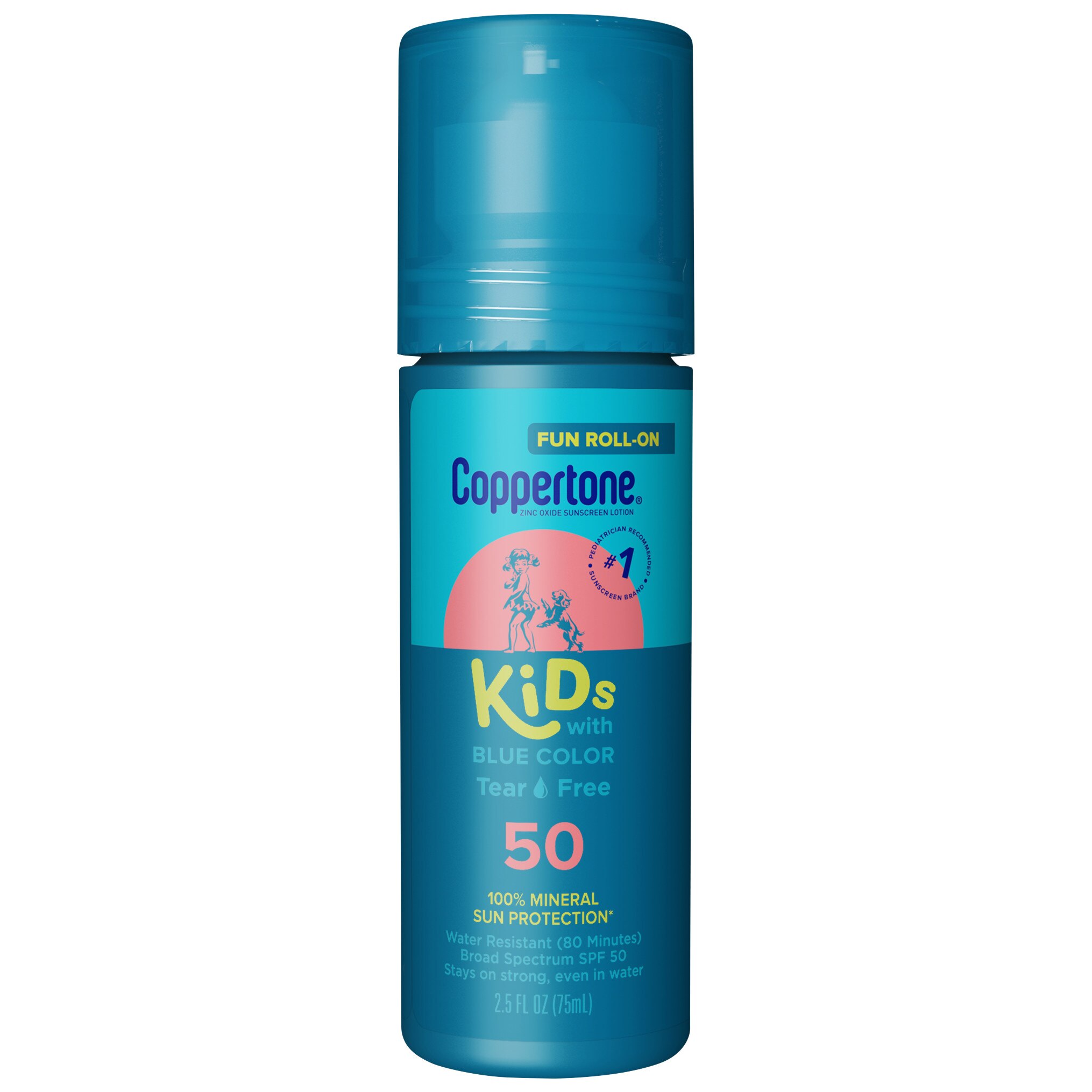 Coppertone Kids Fun Color Roll-On Sunscreen, Blue, SPF 50, 2.5 Oz , CVS