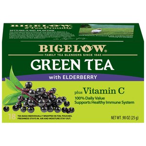 Bigelow Green With Elderberry Plus Vitamin C Tea Bags, 18 Ct, 0.9 Oz , CVS