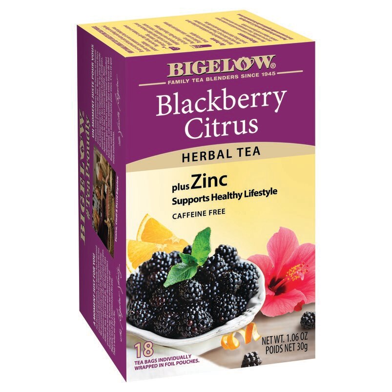 Bigelow Blackberry Citrus Herbal Tea Plus Zinc, 18 ct, 1.06 oz