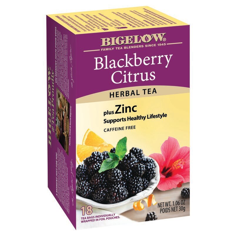 Bigelow Blackberry Citrus Herbal Tea Plus Zinc, 18 Ct, 1.06 Oz , CVS