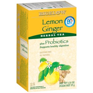 Bigelow Lemon Ginger Herbal Tea + Probiotics