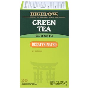 Bigelow Green Tea Decaffeinated Tea Bags, 20 CT