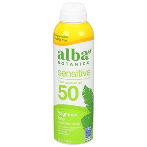 Alba Botanica Sensitive Broad Spectrum Sunscreen Spray, SPF 50, Fragrance Free, 5 Fl Oz - 6 Oz , CVS
