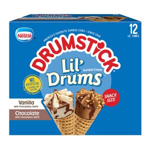 Drumstick Lil' Drums Vanilla And Chocolate With Chocolatey Swirls Sundae Cones, 12 Count - 2.25 Oz , CVS