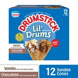 Drumstick Lil' Drums Vanilla and Chocolate with Chocolatey Swirls Sundae Cones, 12 Count, thumbnail image 2 of 9