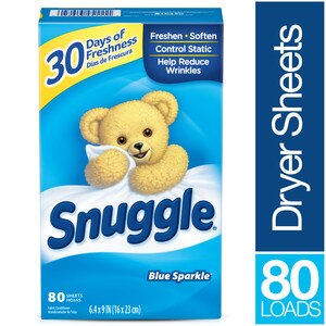 Snuggle Dryer Sheets Blue Sparkle Scent Fabric Softener 80 Ct Box 
