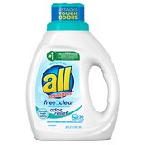 all Liquid Laundry Detergent, Free Clear with Odor Relief, 36 OZ, 20 Loads, thumbnail image 1 of 6