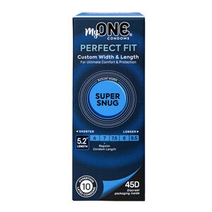 MyONE Custom Fit, SUPER SNUG Condoms FitCode 45D, 10 CT