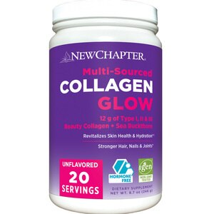 New Chapter Collagen Glow - Colágeno en polvo, sin sabor, tipos I, II, III