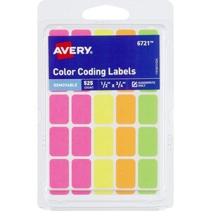 Avery Neon Removeable Color Coding Labels, 1/2"x 3/4"