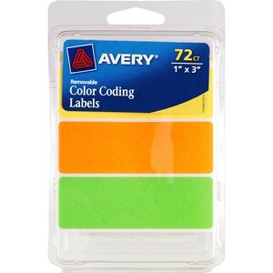 Avery Neon Removeable Color Coding Labels, 1x 3 - 72 Ct , CVS