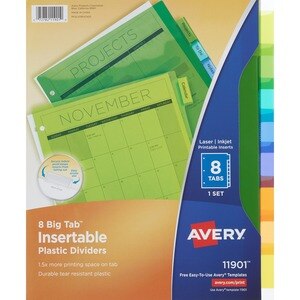Avery Big Tab Insertable Plastic Reference Dividers, 8 Ct , CVS