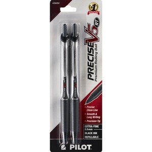 Pilot Retractable Needle Point Black Rolling Ball Pens