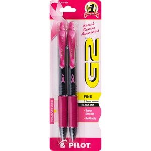 Pilot G2 - Bolígrafo retráctil de gel con agarre de goma, punta fina, tinta negra