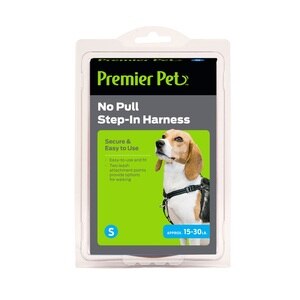 Premier Pet No Pull Step-In Harness, Black, Small, 15-30 lb Dog