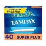 Tampax Cardboard Tampons, Anti-Slip Grip, LeakGuard Skirt, Unscented, Super Plus, thumbnail image 1 of 12